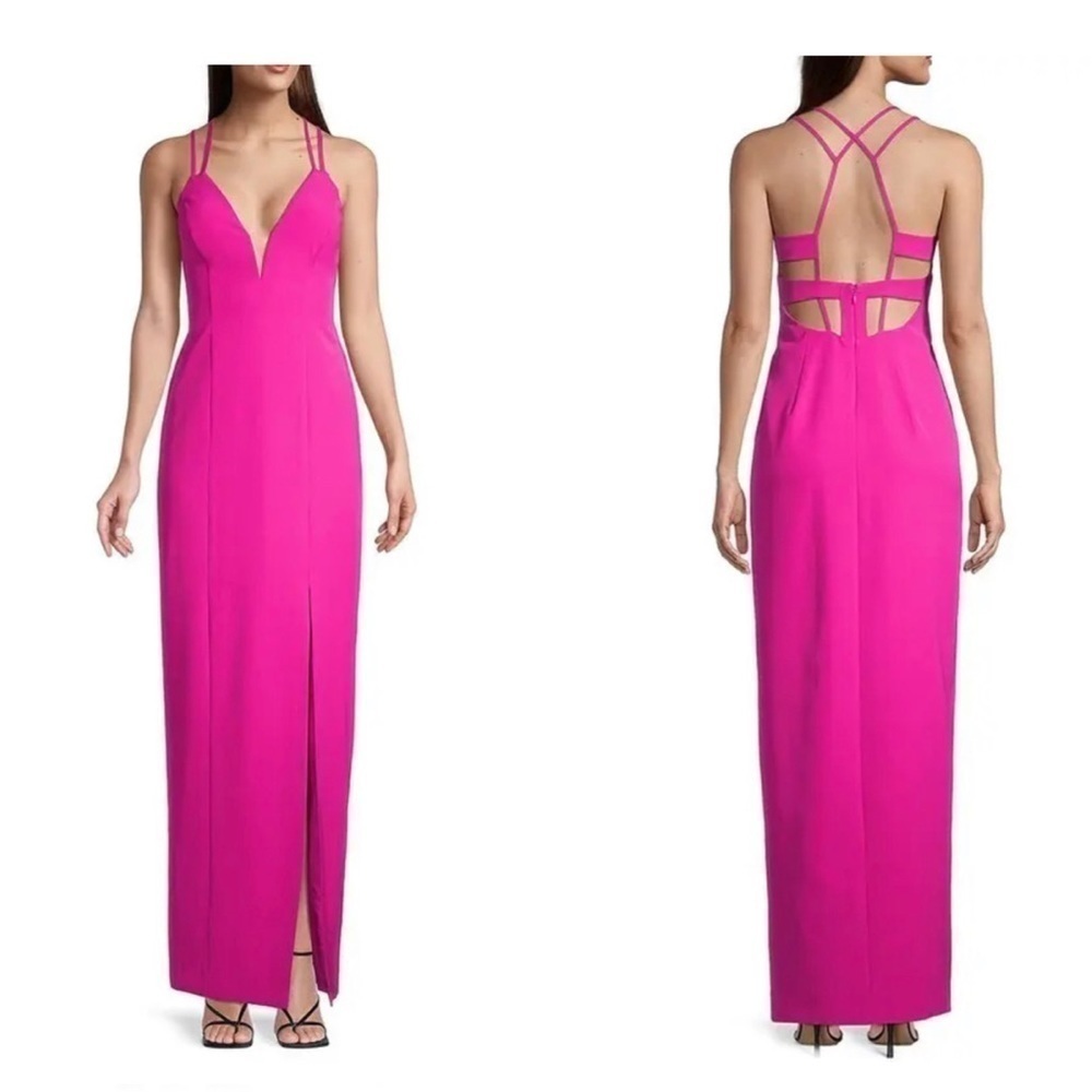 AIDAN MATTOX V-Neck Column Gown